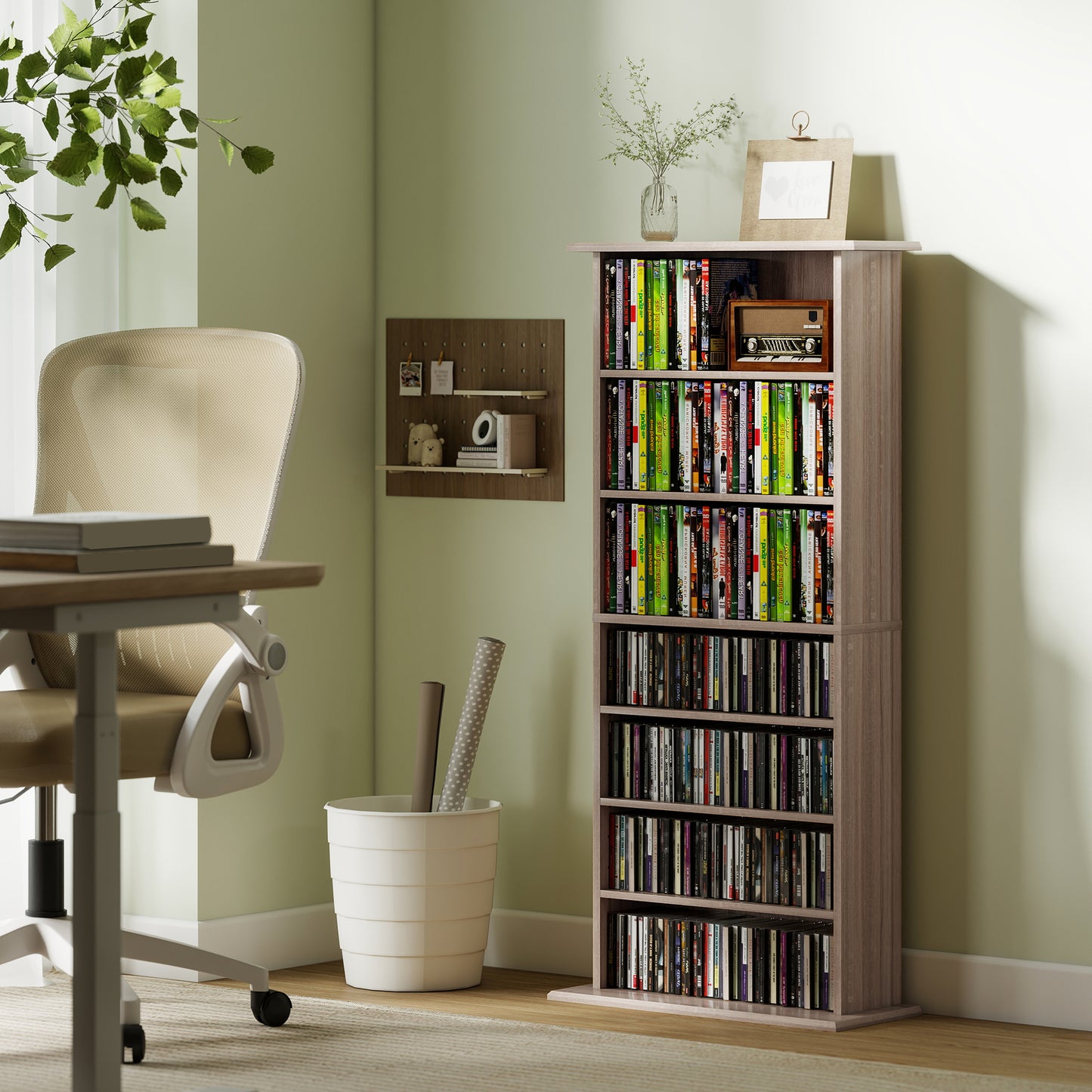 Paleni Rana Wooden Natural Finish CD Storage Unit With 360 Disc Capacity