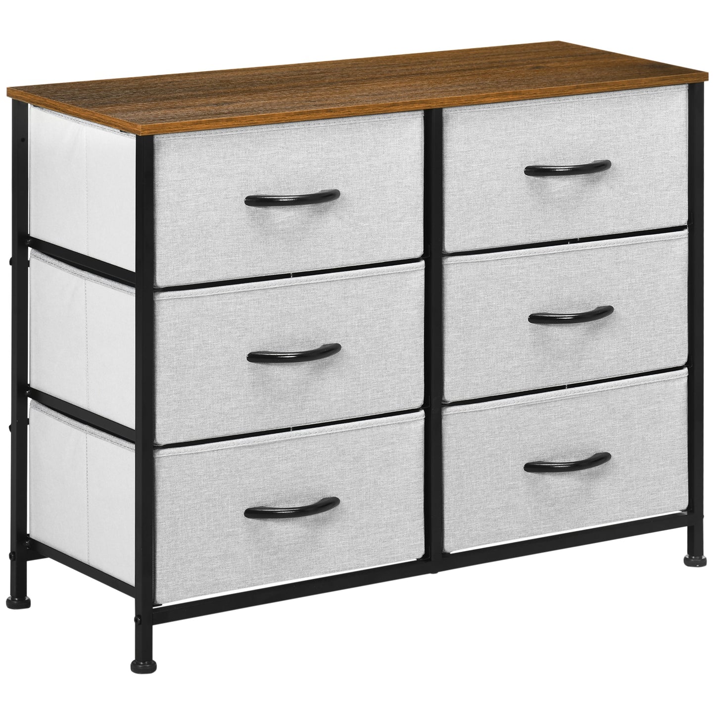Hava Metal And Fabric Grey 6 Drawer Industrial Storage Chest With Steel Frame