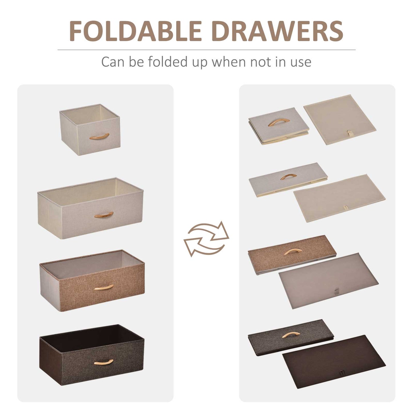Neelvefa Metal And Wood Neutral Finish 5 Fabric Storage Drawer With Steel Frame
