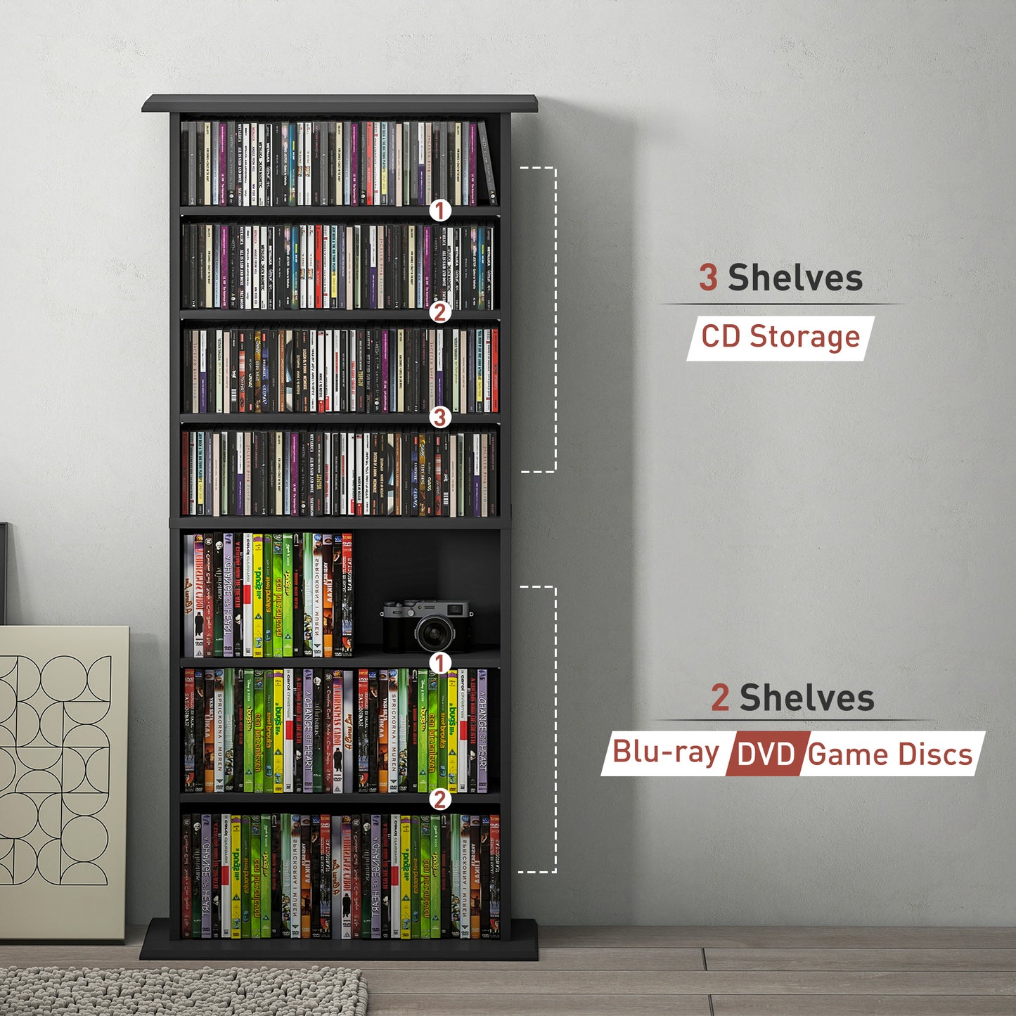 Kael Cori Wood Black CD Storage Unit With 360 Disc Capacity