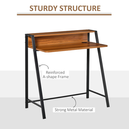 Mifaha 84cm Wooden Walnut Compact Writing Desk With Storage Shelf