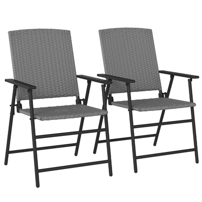 Yoriha Rattan Grey Folding Garden Chairs Set Of 2
