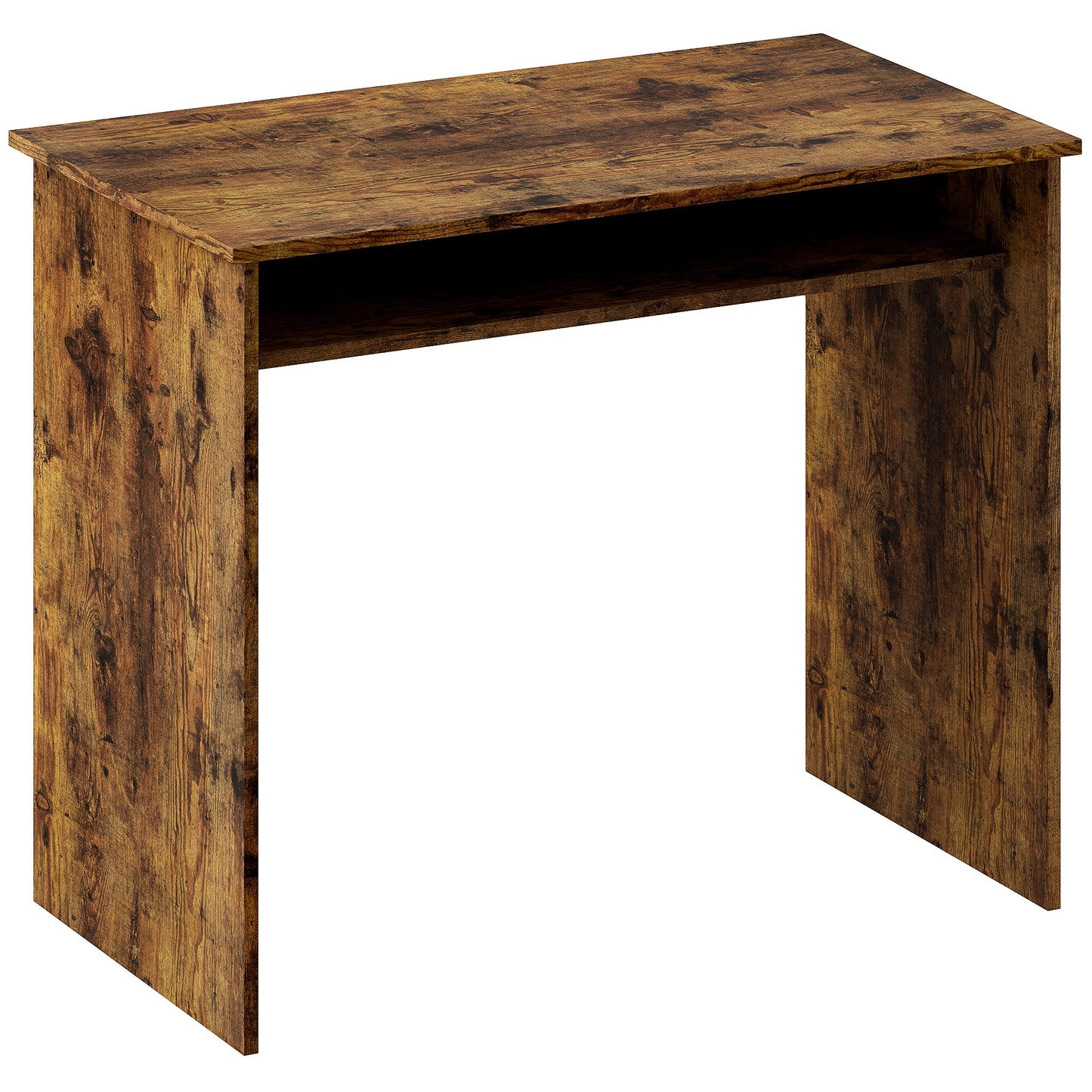 Nonoel 90cm Wooden Wood Effect Box Style Work Desk With Shelving