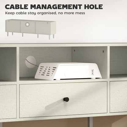 Kedito Cream White Multi Storage TV Stand 3 Drawers and Open Compartments