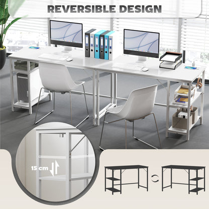 Vima 120cm White Home Office Desk With Integrated Power Sockets