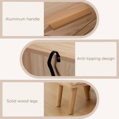 Reyo Set Of 2 Wooden Natural Scandinavian Bedside Tables 2 Drawers