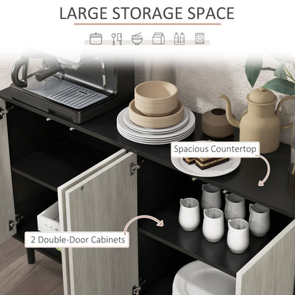 Vepamo Neutral Black and Grey Sideboard 4 Doors 2 Shelves