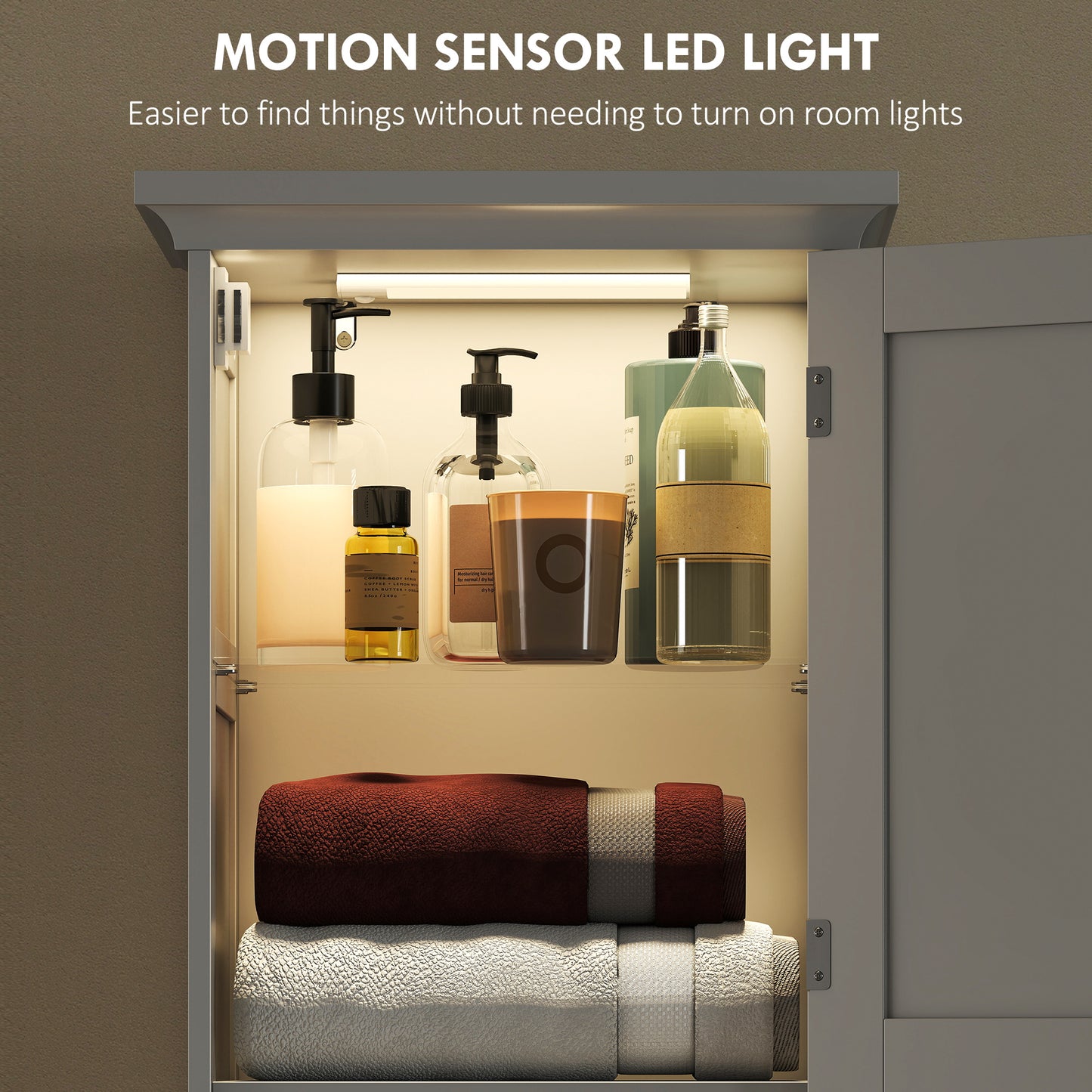 Morale Slim Bathroom Storage Cabinet With Integrated Sensor Lighting White