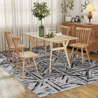 Lufana 290 x 200cm Chenille Black Triangle Pattern Non Slip Rug
