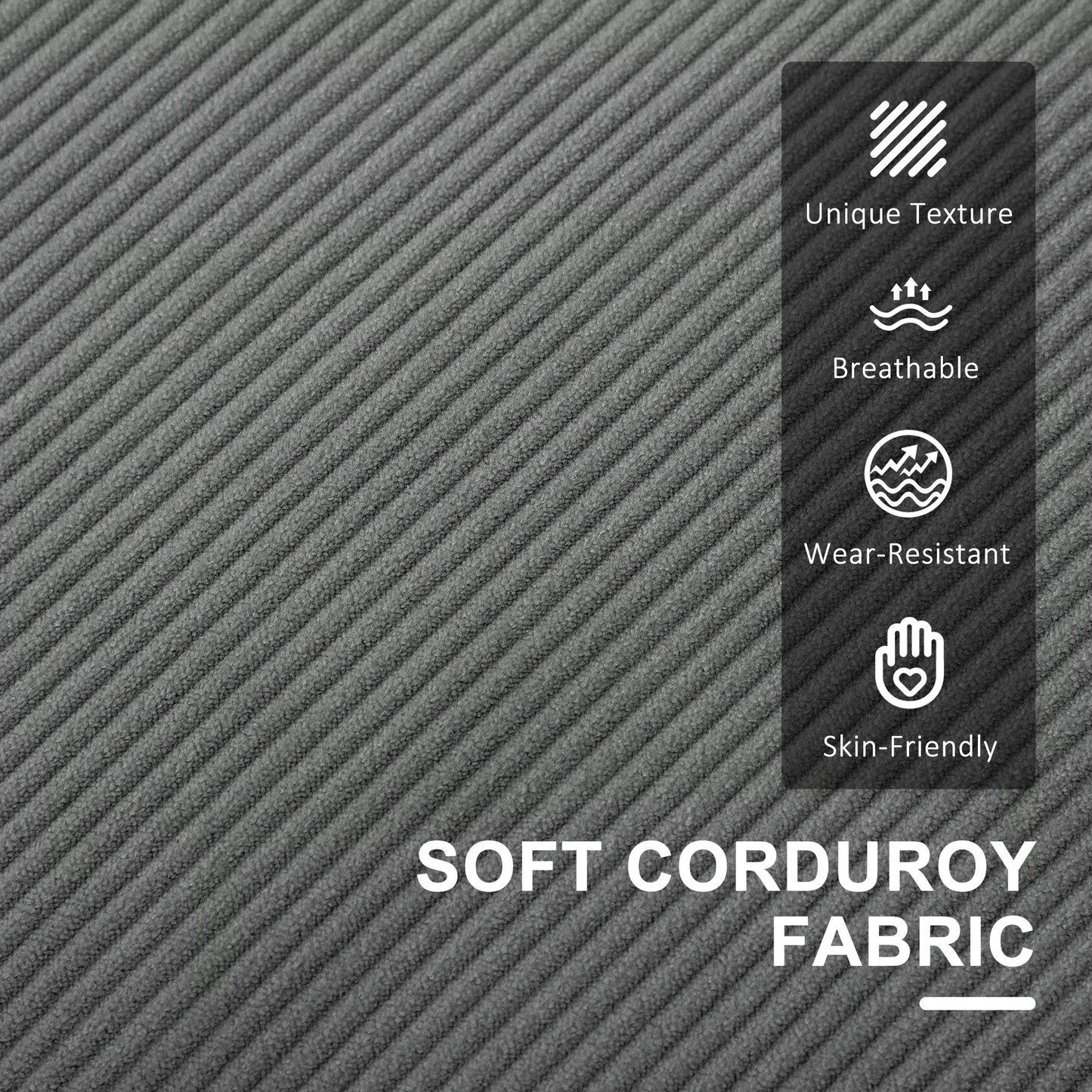 Sono Vare Corduroy Grey Compact 2 Seater Sofa Natural Wooden Legs