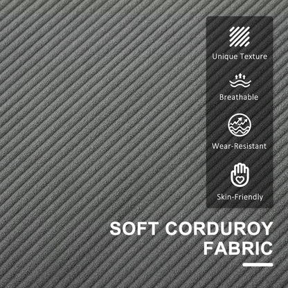 Sono Vare Corduroy Grey Compact 2 Seater Sofa Natural Wooden Legs
