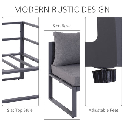 Dokase 5 Seater Grey Outdoor Corner Sofa Set with Coffee Table and Chair Aluminium Framae