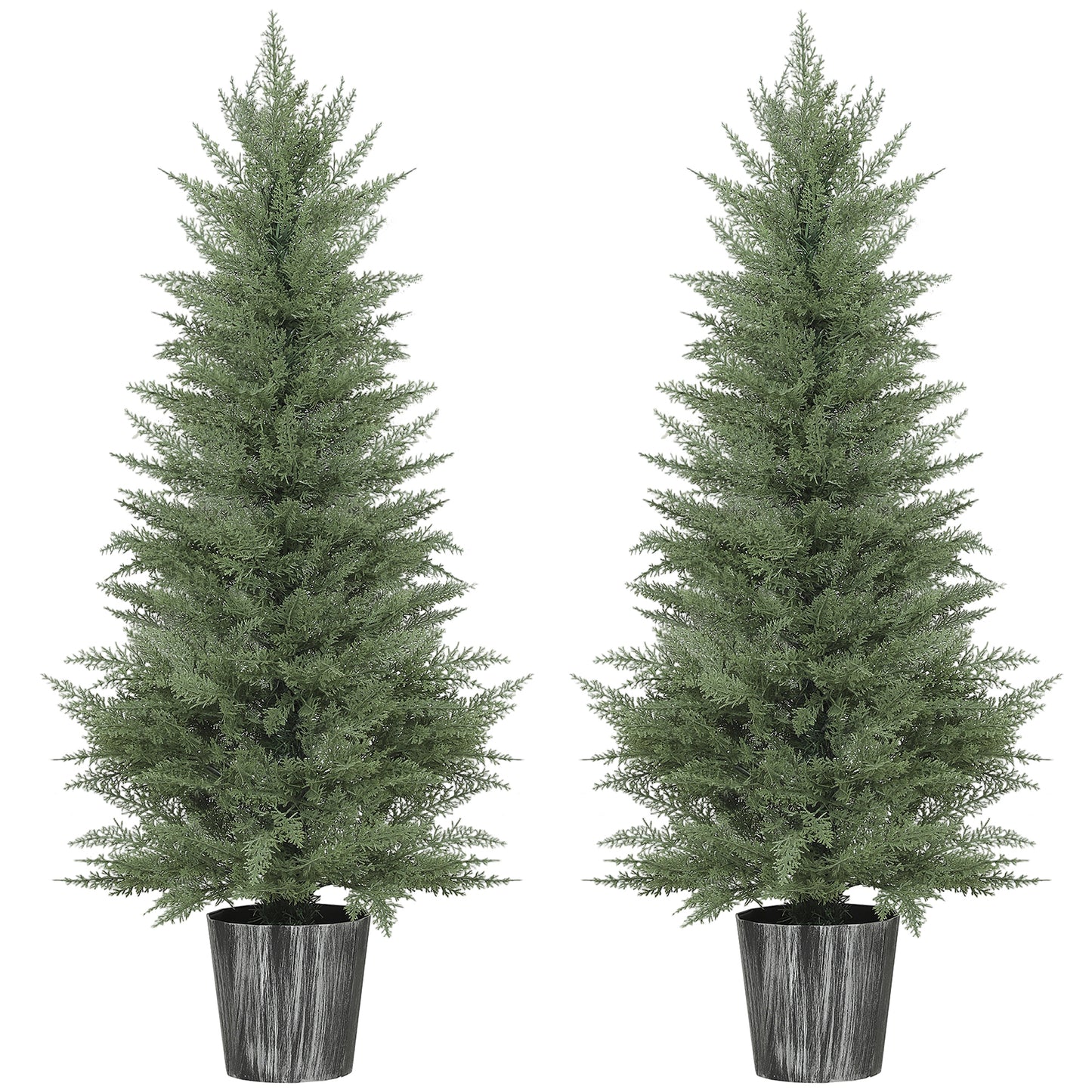 Reno Set Of 2 Artificial Cypress Style Trees With Decorative Pots For Indoor And Outdoor Use