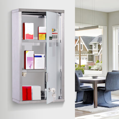 Mimo Vimi Wall Mounted Stainless Steel Medicine Cabinet With Lockable Glass Door