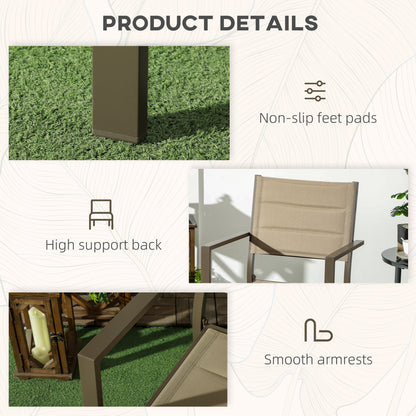 Batomi Set Of 2 Khaki Aluminium Stackable Outdoor Garden Chairs