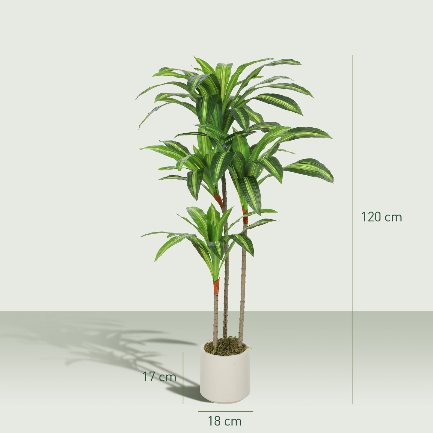 Mivi Artificial Dracaena Style Tree With Flexible Trunks 120cm Green