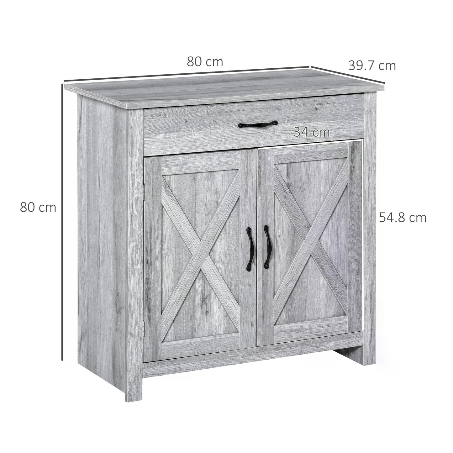 Toro Noyo Grey Wood Farmhouse Style Sideboard With Sliding Barn Doors
