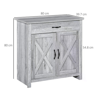 Toro Noyo Grey Wood Farmhouse Style Sideboard With Sliding Barn Doors