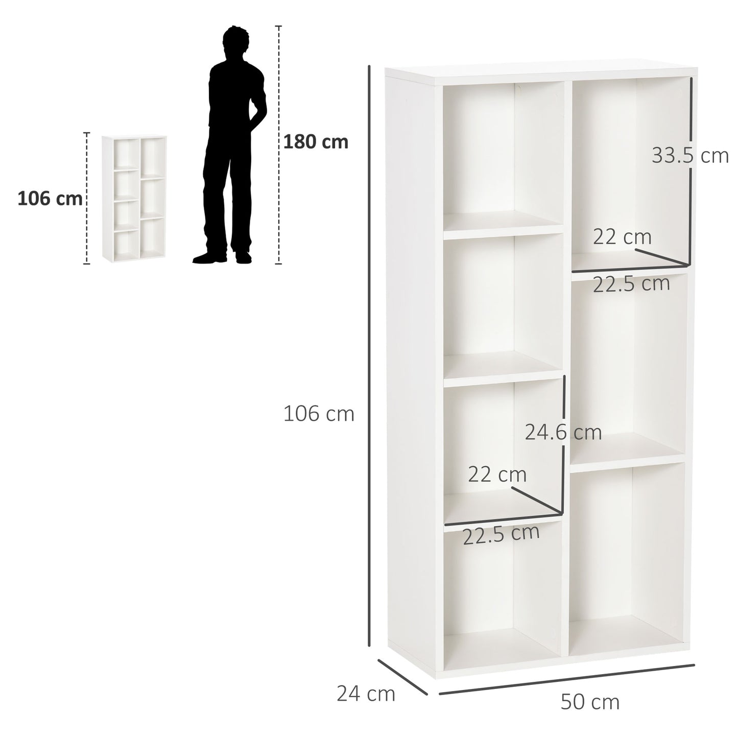 Tonomo Wood White 7 Cube Storage Bookcase