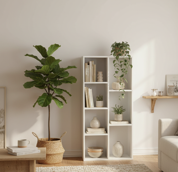 Tonomo Wood White 7 Cube Storage Bookcase