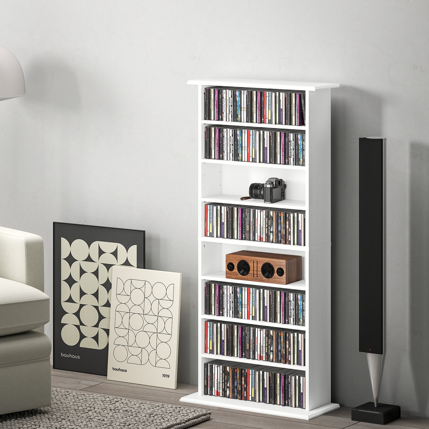 Talasa Wood White CD Storage Unit With 360 Disc Capacity