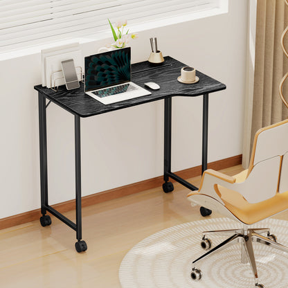 Schut 80cm Wooden Black Folding Desk Lockable Wheels