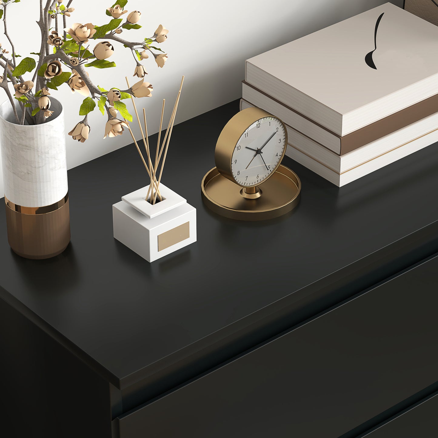 Rakami Wooden Black 3 Drawer Storage Chest