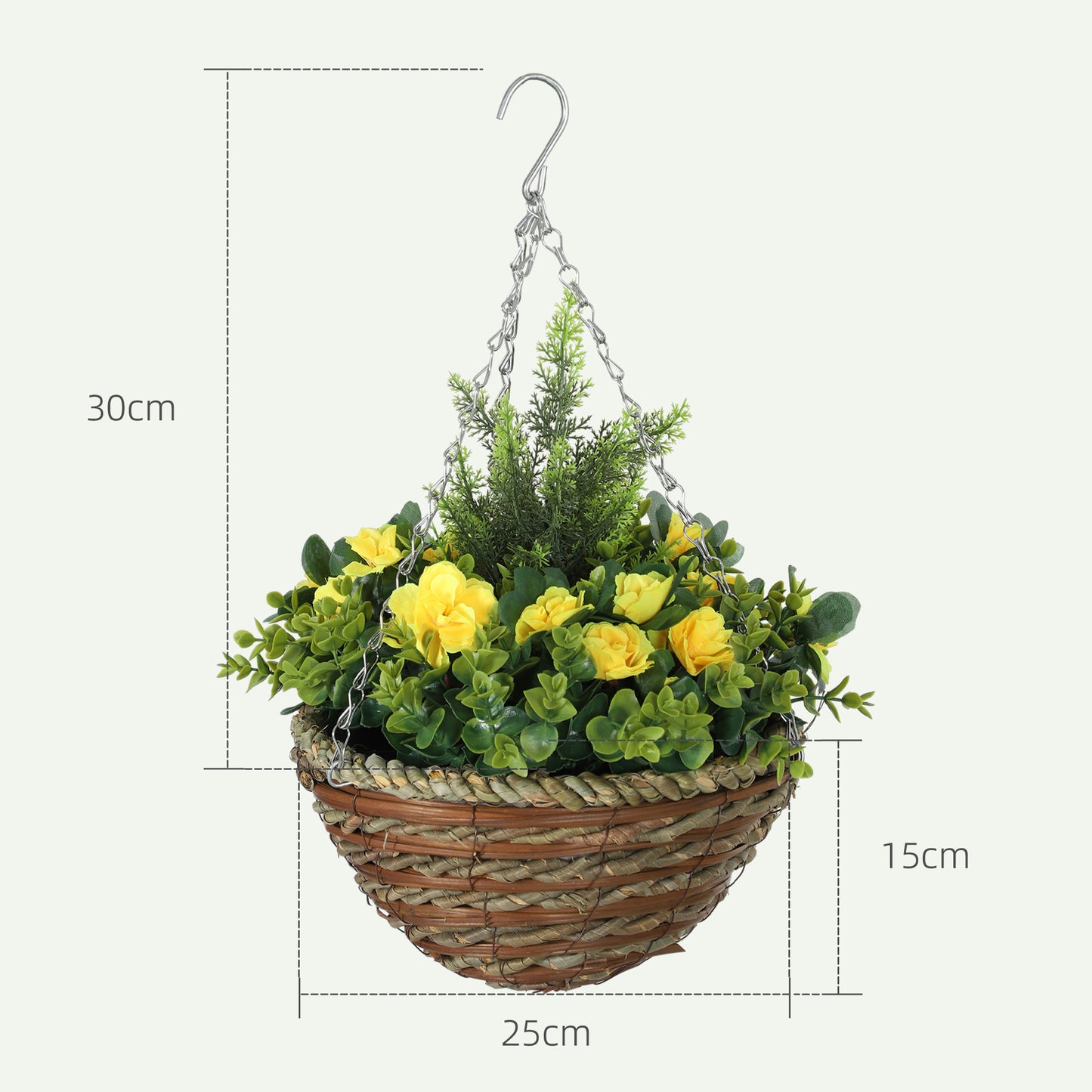 Lema Set Of 2 Artificial Lisianthus Hanging Flower Pots In Yellow And Green