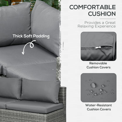 Laneri Rattan Grey 4 Seater Corner Garden Sofa Set With Glass Table