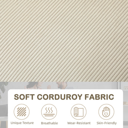 Tocomo Corduroy Cream Upholstered 3 Seater Sofa