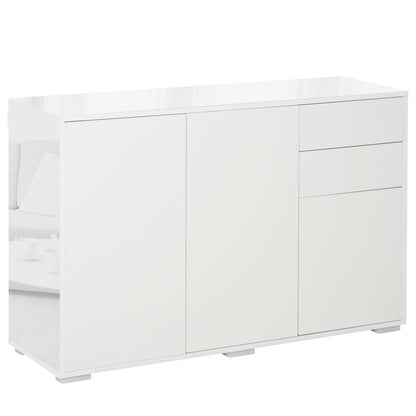 Talu High Gloss White Large Sideboard With 2 Drawers And Double Cabinets