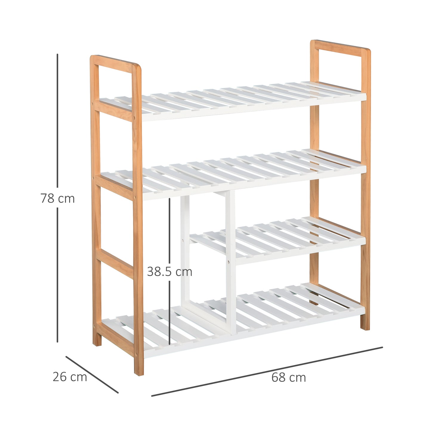 Tael Wooden 4 Tier Shoe Rack With Open Shelving