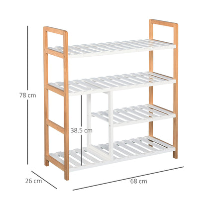 Tael Wooden 4 Tier Shoe Rack With Open Shelving