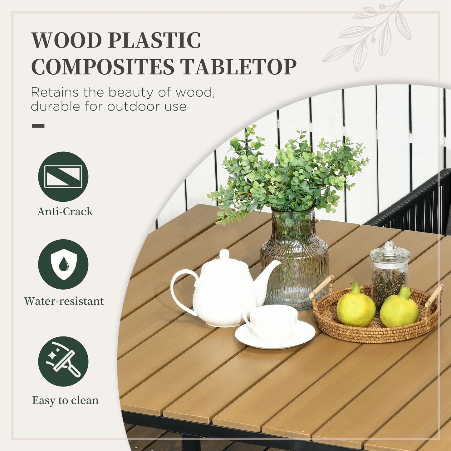 Lilere Rattan Black 4 Seater Cube Garden Dining Set With Cushions And Rectangular Wood Grain Table