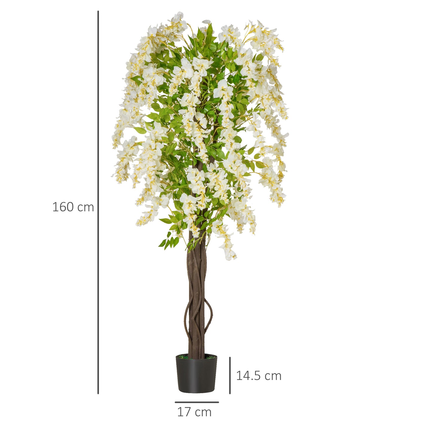 Kalone Artificial White Wisteria Style Tree Supplied In Nursery Pot