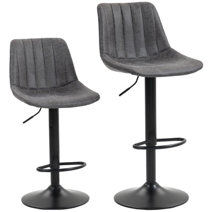 Rotteli Set Of 2 Charcoal Grey Faux Leathar Upholstered Tub Bar Stools