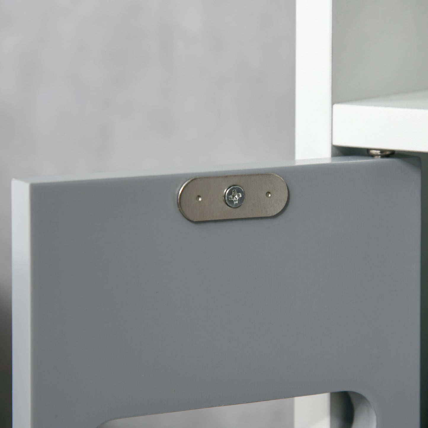 Dono Tall Freestanding Bathroom Storage Unit With OFauxn Shelves And Cupboards Grey