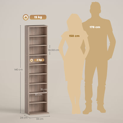 Lere Tavi Wooden Natural Finish Narrow CD Storage Unit With 260 Disc Capacity