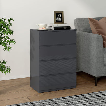 Recota High Gloss Grey 4 Drawer Modern Storage Chest