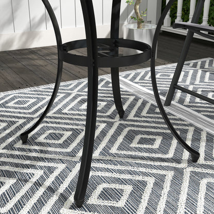 Tovedo Black Aluminium Round Outdoor Table with Central Parasol Hole