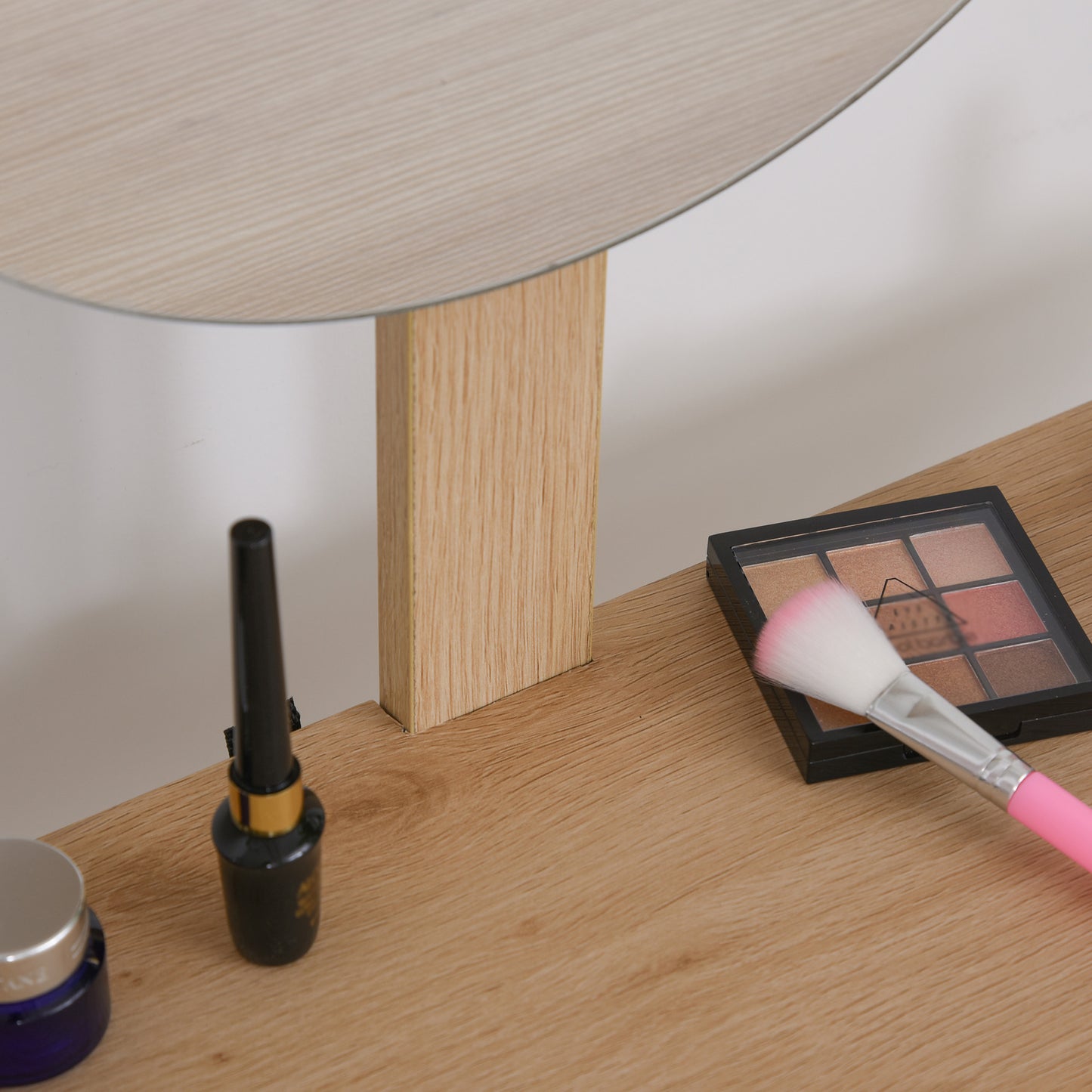 Zino Oak Wood Dressing Table With Adjustable Mirror And Drawer Storage For Bedroom