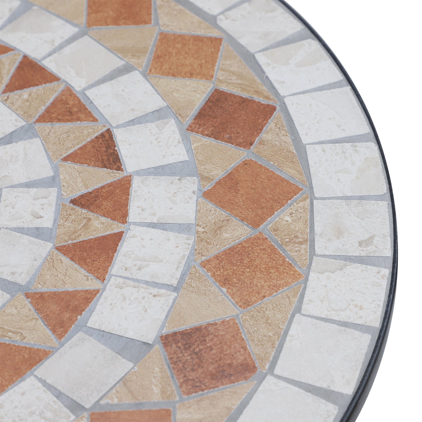 Lerava Ceramic Orange And White Round Mosaic Outdoor Bistro Table