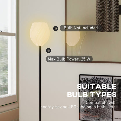 Famico Plastic White 3D Printed Rose Shade Floor Lamp With Foot Switch And E27 Fitting