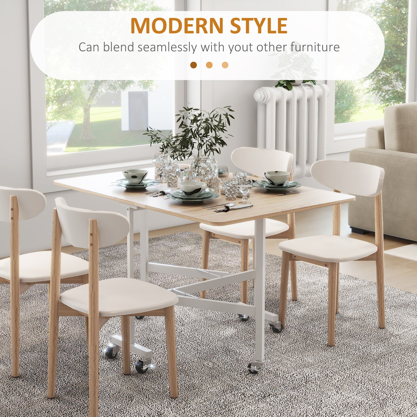Senaba Wooden Oak Drop Leaf Dining Table Seating 4 To 6