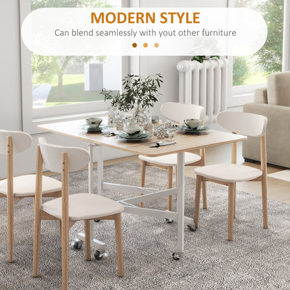 Senaba Wooden Oak Drop Leaf Dining Table Seating 4 To 6