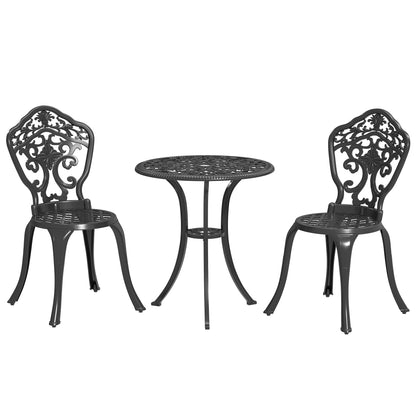Rirara Aluminium Black 3 Piece Floral Outdoor Bistro Garden Set