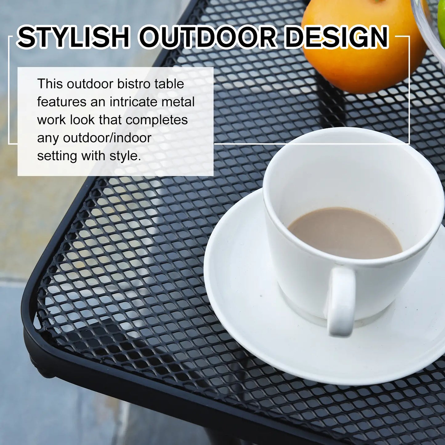 Aritte Metal Black Square Outdoor Bistro Table 45 x 45 x 50cm