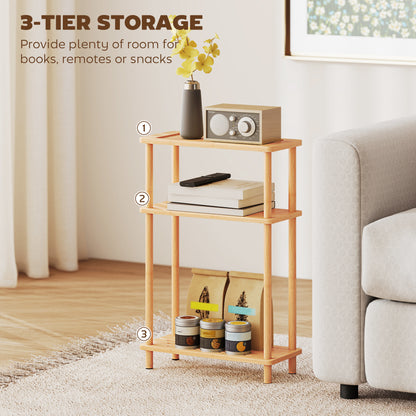 Neliyo Bamboo Natural 3 Tier Slim Side Table With Nordic Style Design