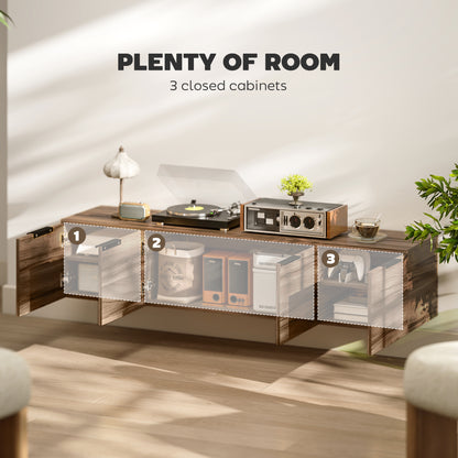 Avacasa 150cm Rustic Brown Floating TV Unit With Shelves And 4 Doors