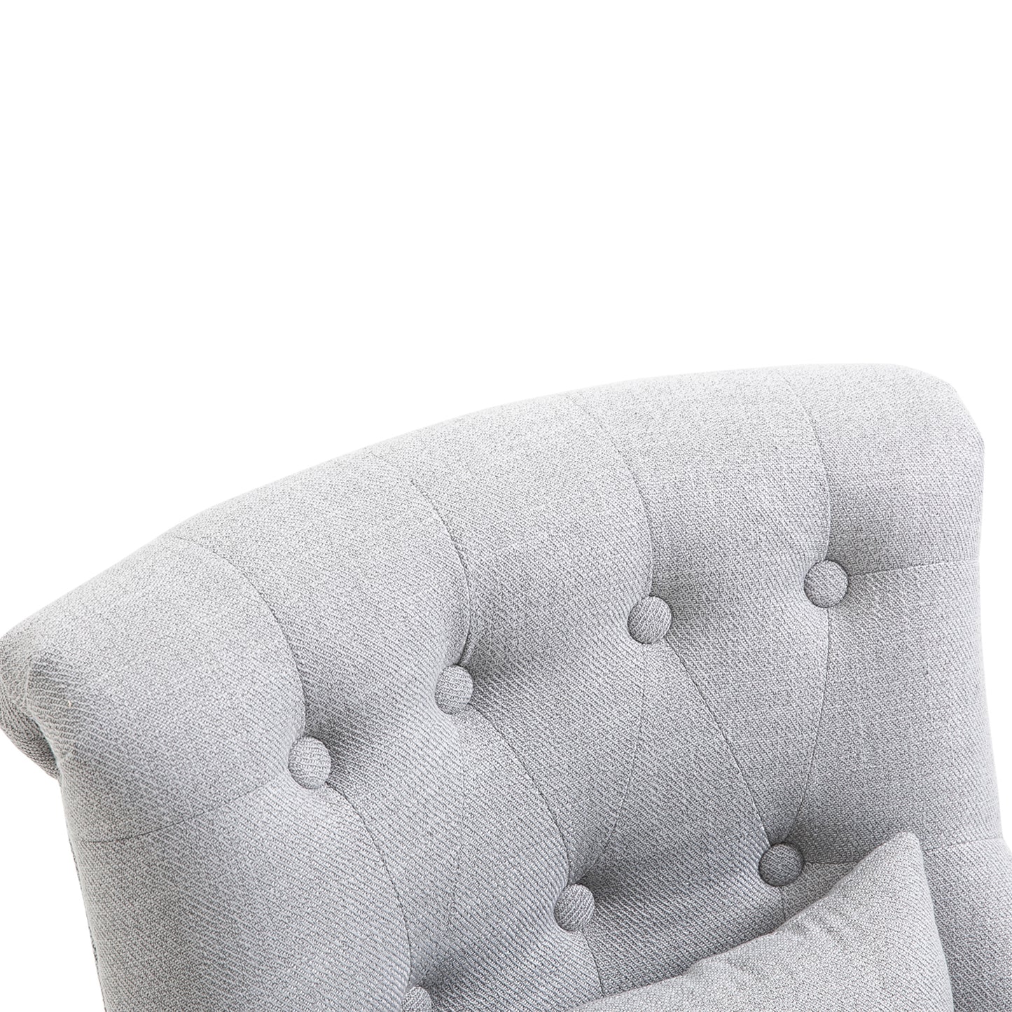 Lifasu Fabric Grey Tub Style Accent Chair With Pillow And Solid Wood Legs